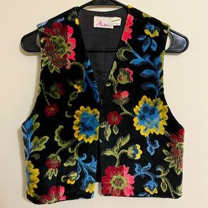 Vintage black and floral vest!
